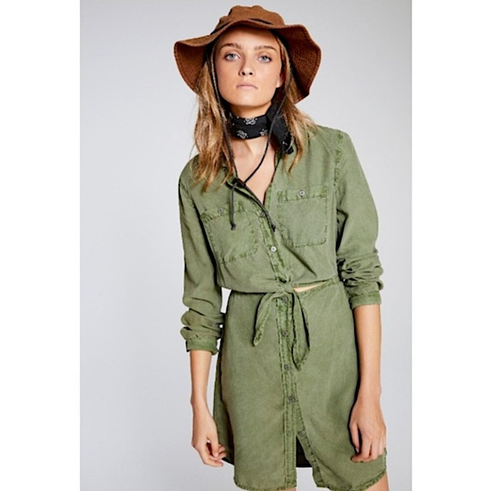 SANCTUARY “Forget Me Knot” Shirtdress – Cadet Green (Size S) – NWT